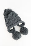 หมวกไหมพรมแต่งลูกตุ้ม บุขนหนาด้านใน - Winter Fleece Lining Beanie Hat with Pom