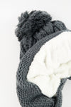 หมวกไหมพรมแต่งลูกตุ้ม บุขนหนาด้านใน - Winter Fleece Lining Beanie Hat with Pom