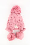 หมวกไหมพรมแต่งลูกตุ้ม บุขนหนาด้านใน - Winter Fleece Lining Beanie Hat with Pom