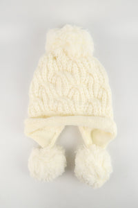 หมวกไหมพรมแต่งลูกตุ้ม บุขนหนาด้านใน - Winter Fleece Lining Beanie Hat with Pom