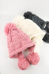 หมวกไหมพรมแต่งลูกตุ้ม บุขนหนาด้านใน - Winter Fleece Lining Beanie Hat with Pom