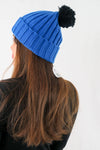 หมวกไหมพรมทรงบีนนี่แต่งปอม - Winter Black Pom Pom Knit Beanie Hats