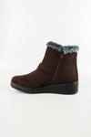 รองเท้าบูทหนังกำมะหยี่กันหนาวบุขน No.575 - Winter Faux Suede Button Warm Fur Lined Ankle Boots