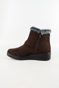 รองเท้าบูทหนังกำมะหยี่กันหนาวบุขน No.575 - Winter Faux Suede Button Warm Fur Lined Ankle Boots