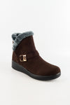 รองเท้าบูทหนังกำมะหยี่กันหนาวบุขน No.575 - Winter Faux Suede Button Warm Fur Lined Ankle Boots
