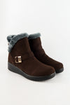 รองเท้าบูทหนังกำมะหยี่กันหนาวบุขน No.575 - Winter Faux Suede Button Warm Fur Lined Ankle Boots