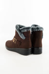 รองเท้าบูทหนังกำมะหยี่กันหนาวบุขน No.575 - Winter Faux Suede Button Warm Fur Lined Ankle Boots
