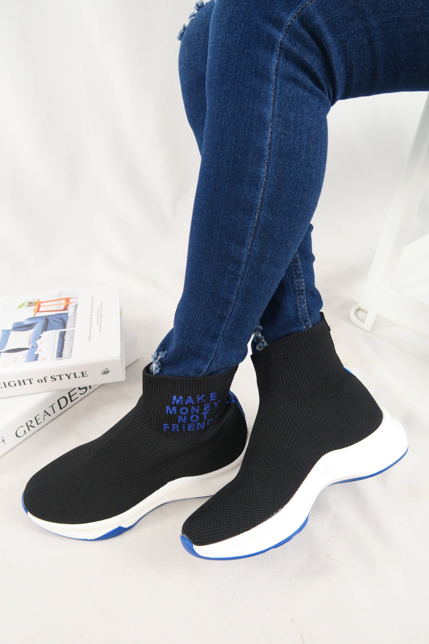รองเท้าผ้าใบหุ้มข้อสูง - Girls Fashion Sneaker Slip On