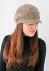 หมวกไหมพรมถักขนกระต่าย บุขนด้านใน  - Fleece Lining Winter Rabbit Hair Kintted Cap with Visor