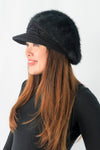 หมวกไหมพรมถักขนกระต่าย บุขนด้านใน  - Fleece Lining Winter Rabbit Hair Kintted Cap with Visor