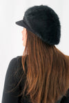 หมวกไหมพรมถักขนกระต่าย บุขนด้านใน  - Fleece Lining Winter Rabbit Hair Kintted Cap with Visor