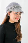 หมวกไหมพรมถักขนกระต่าย บุขนด้านใน  - Fleece Lining Winter Rabbit Hair Kintted Cap with Visor
