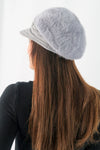 หมวกไหมพรมถักขนกระต่าย บุขนด้านใน  - Fleece Lining Winter Rabbit Hair Kintted Cap with Visor