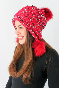 หมวกไหมพรมแต่งปอม บุขนหนาด้านใน - Winter Fleece Lining Beanie Hat with Pom