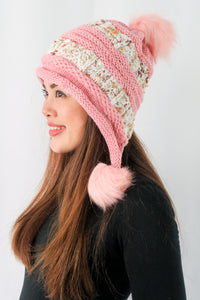 หมวกไหมพรมแต่งปอม บุขนหนาด้านใน - Winter Fleece Lining Beanie Hat with Pom