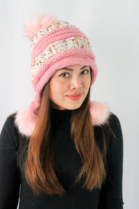 หมวกไหมพรมแต่งปอม บุขนหนาด้านใน - Winter Fleece Lining Beanie Hat with Pom