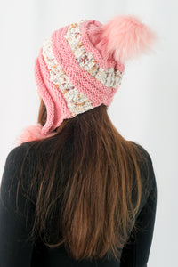 หมวกไหมพรมแต่งปอม บุขนหนาด้านใน - Winter Fleece Lining Beanie Hat with Pom