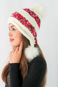 หมวกไหมพรมแต่งปอม บุขนหนาด้านใน - Winter Fleece Lining Beanie Hat with Pom