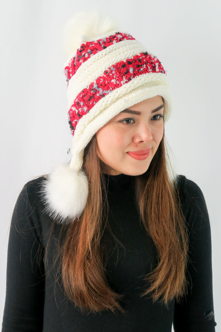 หมวกไหมพรมแต่งปอม บุขนหนาด้านใน - Winter Fleece Lining Beanie Hat with Pom