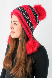 หมวกไหมพรมแต่งปอม บุขนหนาด้านใน - Winter Fleece Lining Beanie Hat with Pom