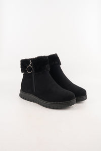 รองเท้าบูทหนังกำมะหยี่ แต่งขนเฟอร์ no.80223-10 - Winter Boots Minus The Fur Lining On The Inside