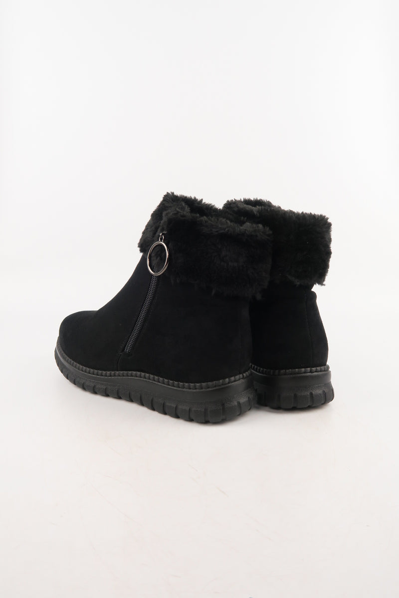 รองเท้าบูทหนังกำมะหยี่ แต่งขนเฟอร์ no.80223-10 - Winter Boots Minus The Fur Lining On The Inside