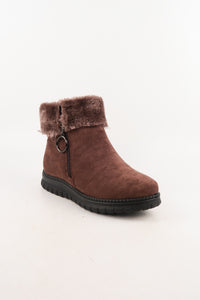 รองเท้าบูทหนังกำมะหยี่ แต่งขนเฟอร์ no.80223-10 - Winter Boots Minus The Fur Lining On The Inside
