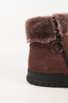 รองเท้าบูทหนังกำมะหยี่ แต่งขนเฟอร์ no.80223-10 - Winter Boots Minus The Fur Lining On The Inside