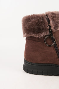 รองเท้าบูทหนังกำมะหยี่ แต่งขนเฟอร์ no.80223-10 - Winter Boots Minus The Fur Lining On The Inside