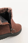 รองเท้าบูทหนังกำมะหยี่ แต่งขนเฟอร์ no.80223-10 - Winter Boots Minus The Fur Lining On The Inside