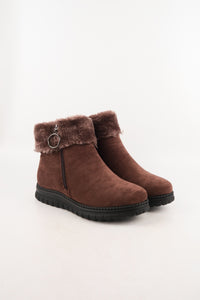 รองเท้าบูทหนังกำมะหยี่ แต่งขนเฟอร์ no.80223-10 - Winter Boots Minus The Fur Lining On The Inside