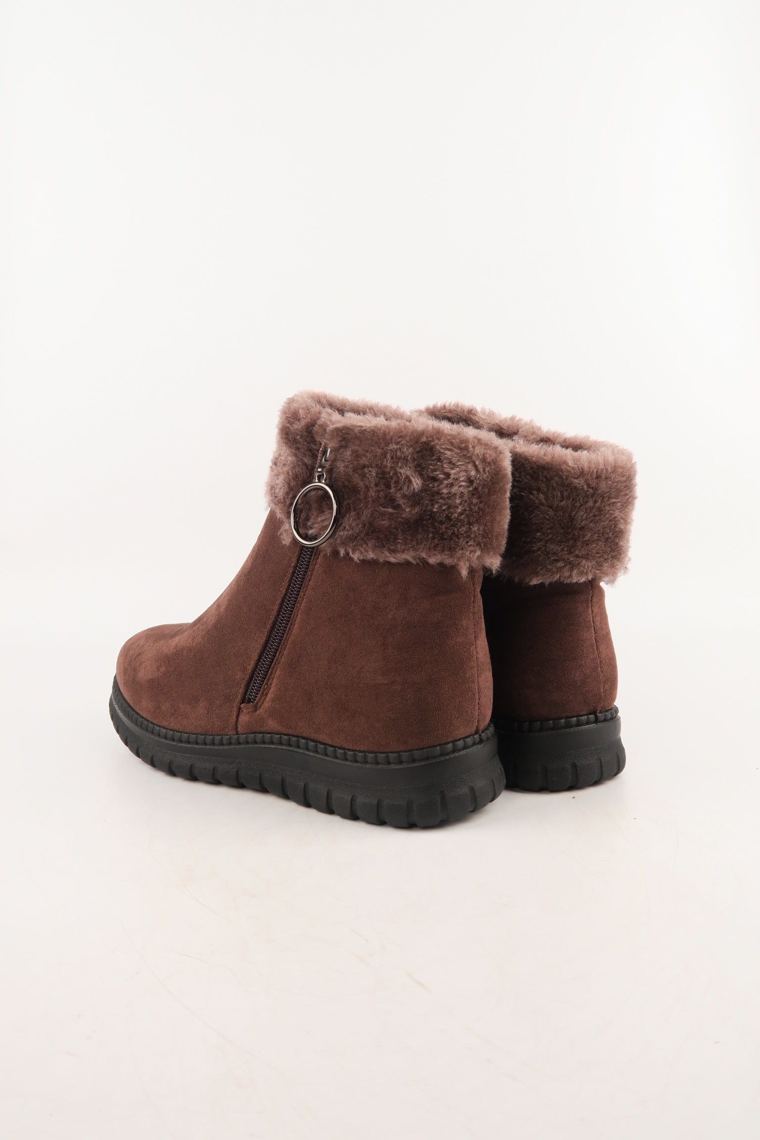 รองเท้าบูทหนังกำมะหยี่ แต่งขนเฟอร์ no.80223-10 - Winter Boots Minus The Fur Lining On The Inside