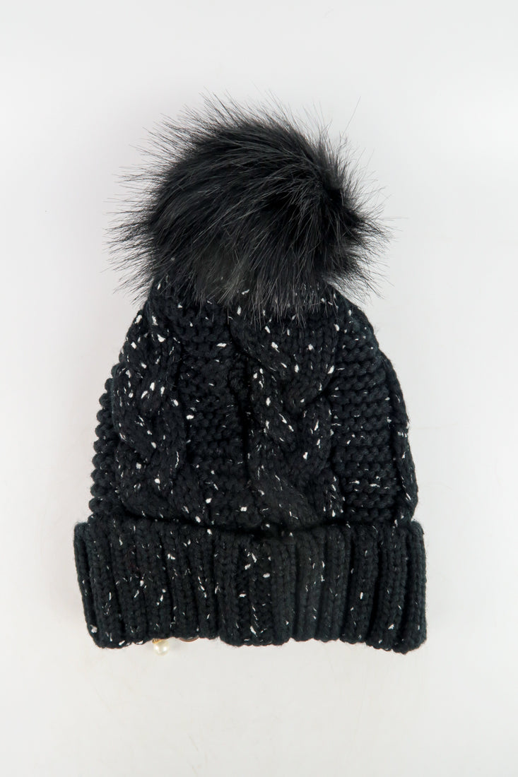หมวกไหมพรมแต่งปอม บุขนหนาด้านใน NO.168- Winter Fleece Lining Beanie Hat with Pom