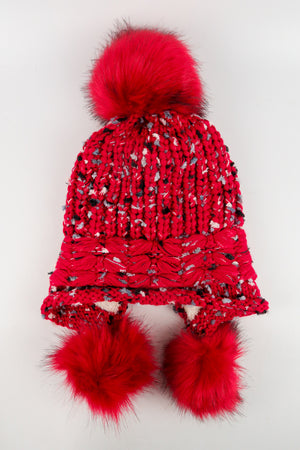 หมวกไหมพรมแต่งปอม บุขนหนาด้านใน - Winter Fleece Lining Beanie Hat with Pom