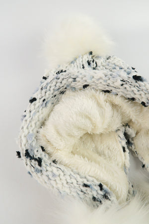 หมวกไหมพรมแต่งปอม บุขนหนาด้านใน - Winter Fleece Lining Beanie Hat with Pom