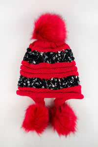 หมวกไหมพรมแต่งปอม บุขนหนาด้านใน - Winter Fleece Lining Beanie Hat with Pom