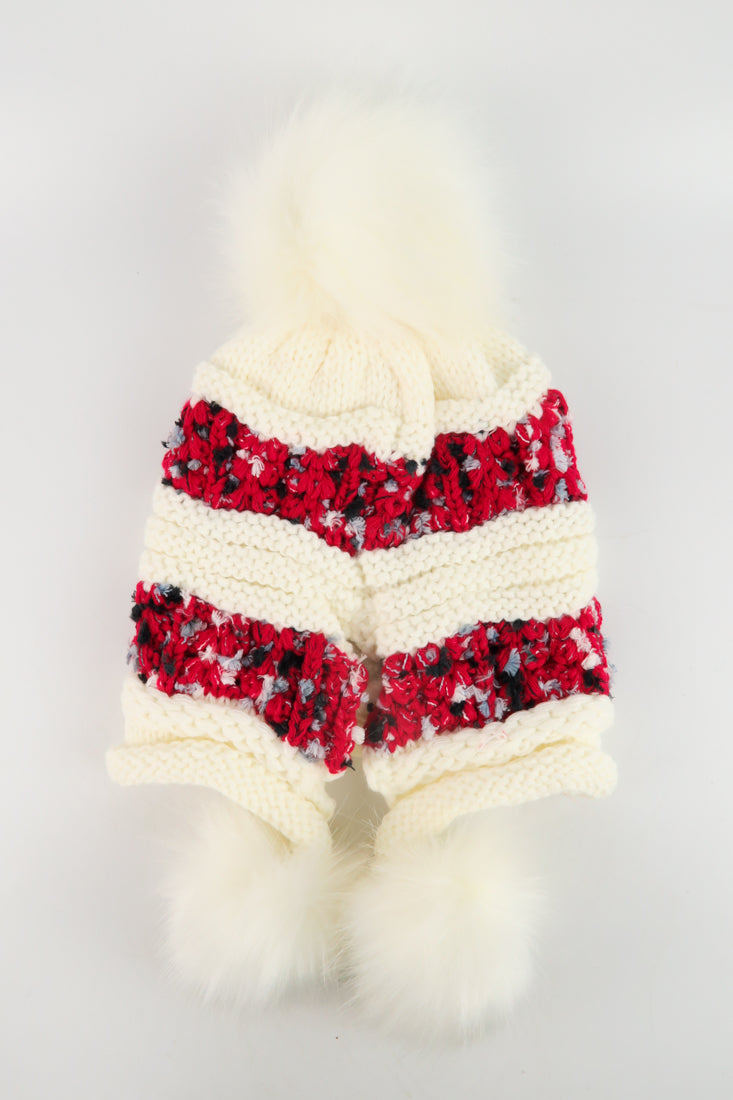 หมวกไหมพรมแต่งปอม บุขนหนาด้านใน - Winter Fleece Lining Beanie Hat with Pom