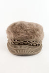 หมวกไหมพรมถักขนกระต่าย บุขนด้านใน  - Fleece Lining Winter Rabbit Hair Kintted Cap with Visor
