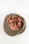 หมวกไหมพรมถักขนกระต่าย บุขนด้านใน  - Fleece Lining Winter Rabbit Hair Kintted Cap with Visor