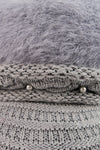 หมวกไหมพรมถักขนกระต่าย บุขนด้านใน  - Fleece Lining Winter Rabbit Hair Kintted Cap with Visor