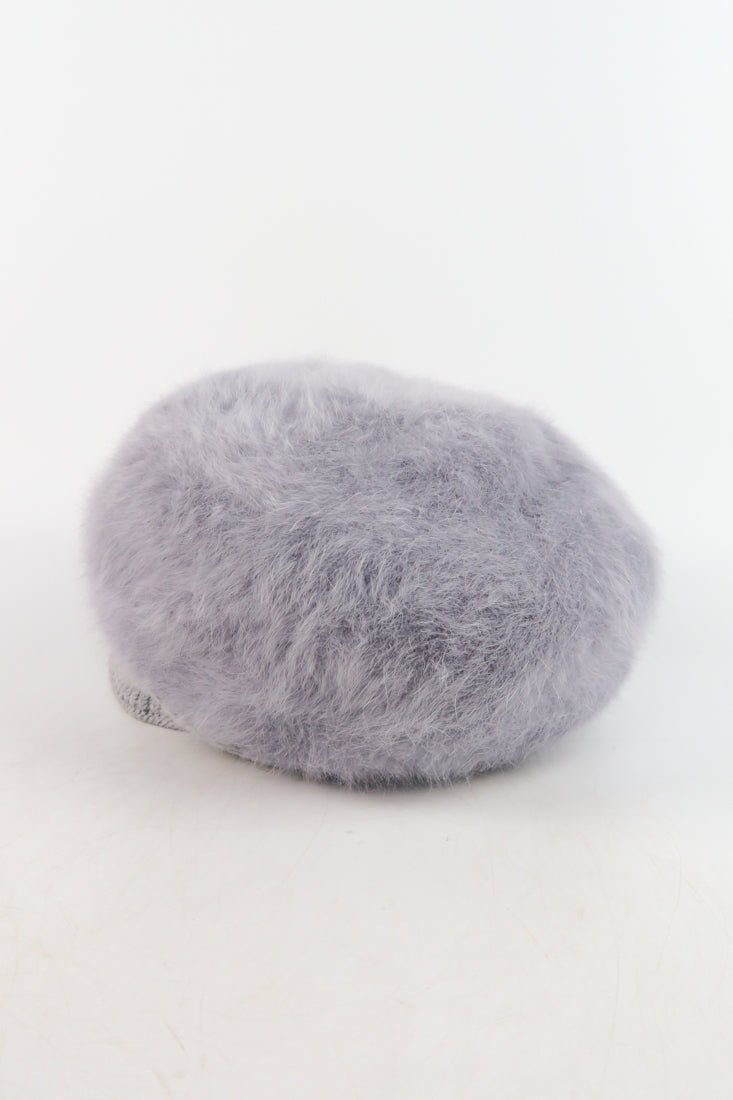หมวกไหมพรมถักขนกระต่าย บุขนด้านใน  - Fleece Lining Winter Rabbit Hair Kintted Cap with Visor