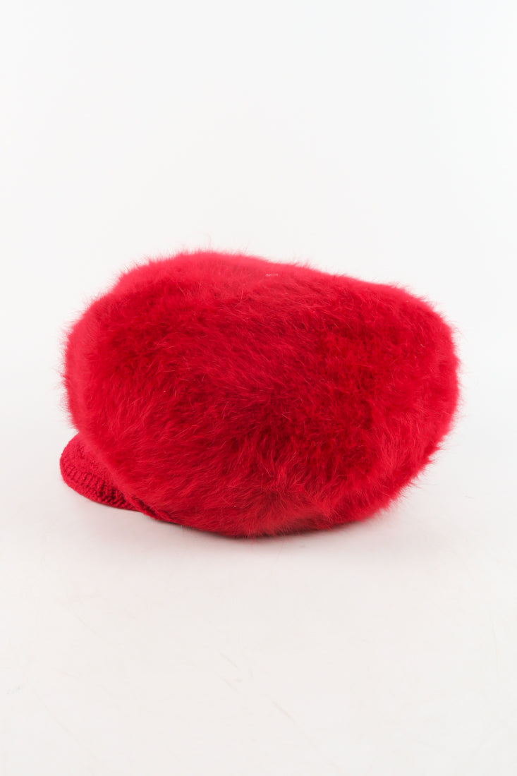 หมวกไหมพรมถักขนกระต่าย บุขนด้านใน  - Fleece Lining Winter Rabbit Hair Kintted Cap with Visor