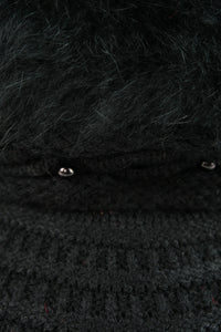 หมวกไหมพรมถักขนกระต่าย บุขนด้านใน  - Fleece Lining Winter Rabbit Hair Kintted Cap with Visor