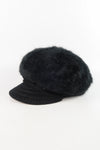หมวกไหมพรมถักขนกระต่าย บุขนด้านใน  - Fleece Lining Winter Rabbit Hair Kintted Cap with Visor