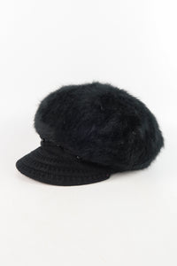 หมวกไหมพรมถักขนกระต่าย บุขนด้านใน  - Fleece Lining Winter Rabbit Hair Kintted Cap with Visor
