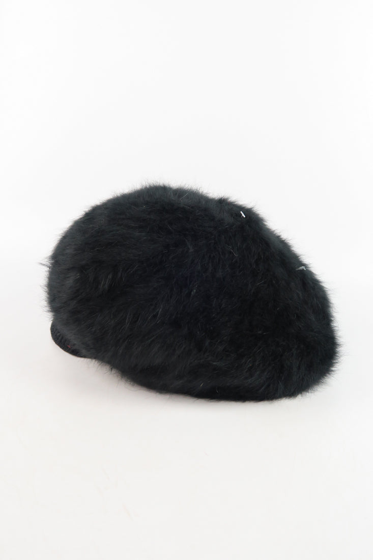 หมวกไหมพรมถักขนกระต่าย บุขนด้านใน  - Fleece Lining Winter Rabbit Hair Kintted Cap with Visor
