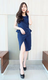 เดรสคอกลมเเขนในตัว - Sleeveless Chiffon Midi Dress
