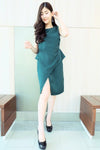 เดรสคอกลมเเขนในตัว - Sleeveless Chiffon Midi Dress