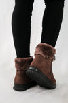 รองเท้าบูทหนังกำมะหยี่ แต่งขนเฟอร์ no.80223-10 - Winter Boots Minus The Fur Lining On The Inside
