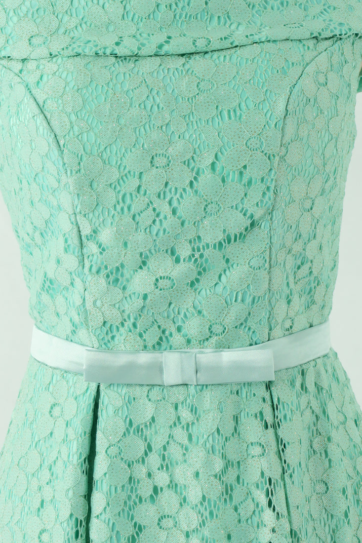 ชุดลูกไม้เปิดไหล่ - Off The Shoulder Lace Midi Dress